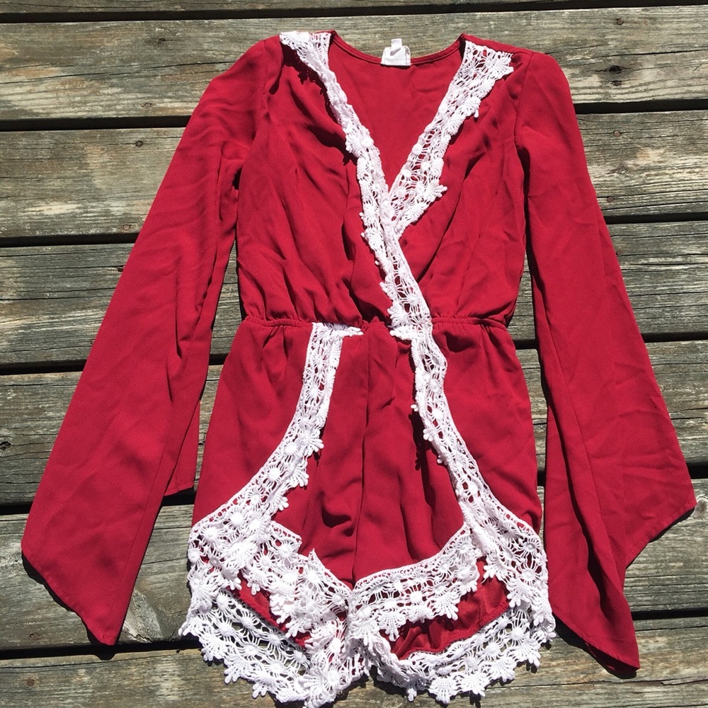 Burgundy/Red Romper ❤️